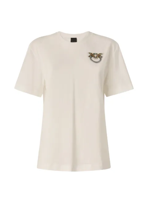 PINKO T-shirt with Love Birds jewel detail Neutrals 105526A33F