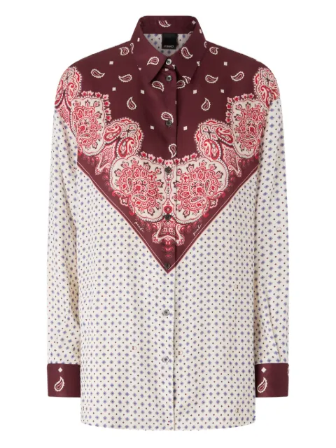 PINKO shirt with tie motif and placed print Neutrals 106202A31K