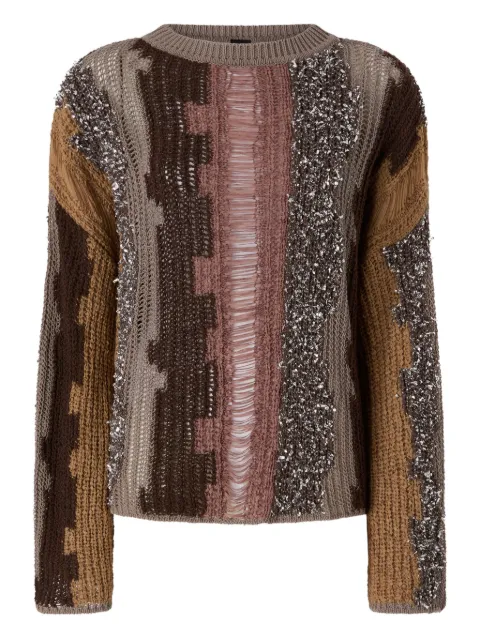 PINKO sequin striped sweater Brown 106534A37P