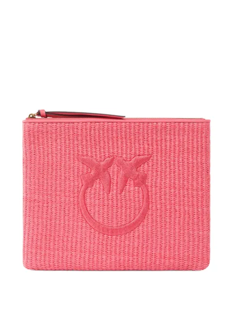 PINKO raffia clutch with Love Birds logo Pink 106763A39Y