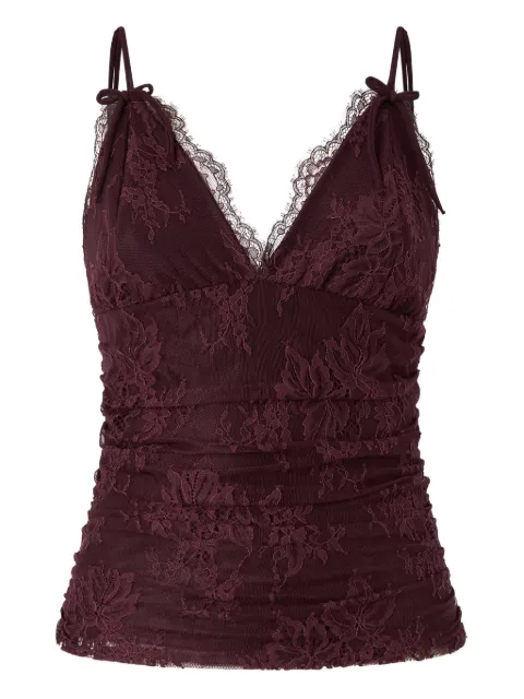 PINKO lace-overlay ruched tank top Purple 106726A378