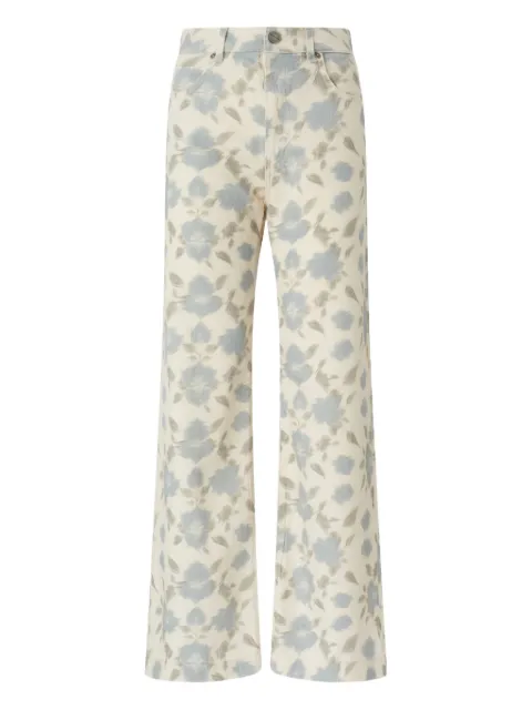 PINKO wide-leg trousers with cottage flower print Neutrals 106383A37L