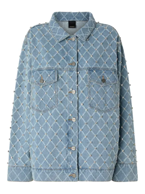 PINKO denim jacket with diamond and rhinestone motif Blue 106246A32N
