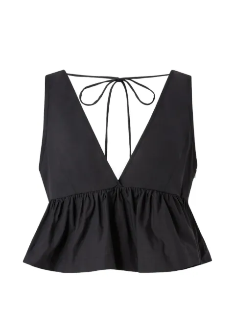 PINKO crop top with ruffle and ties Black 106451A2LD