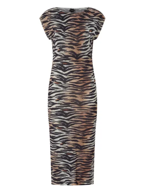 PINKO sheath midi dress with animal print Brown 106371A356