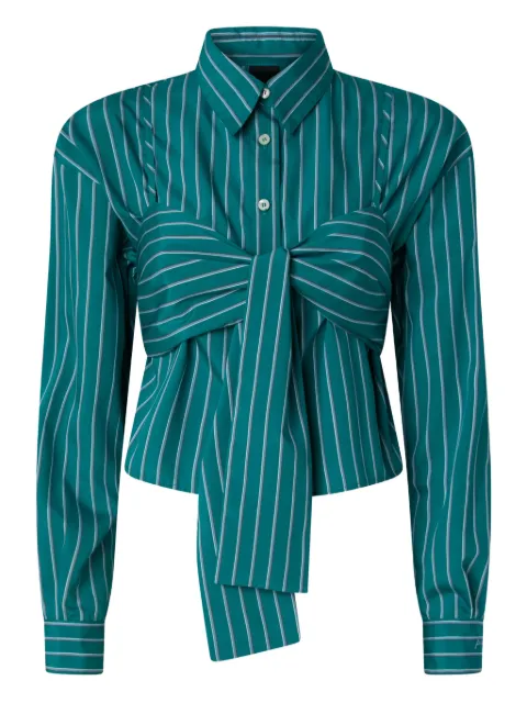 PINKO striped cropped shirt with bow Green 106672A33Q