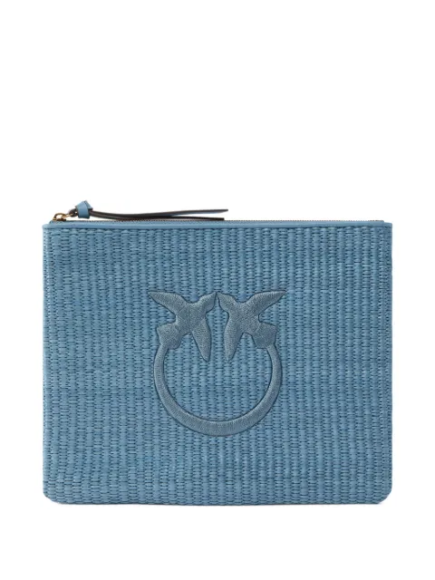 PINKO raffia clutch with Love Birds logo Blue 106763A39Y