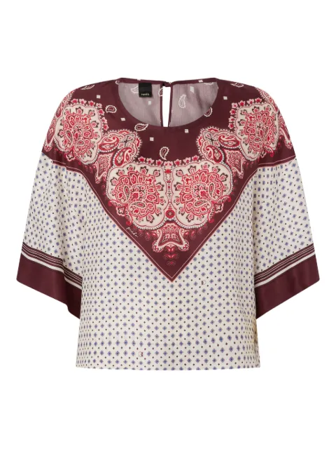 PINKO blouse with tie motif and placed print Neutrals 106198A31K
