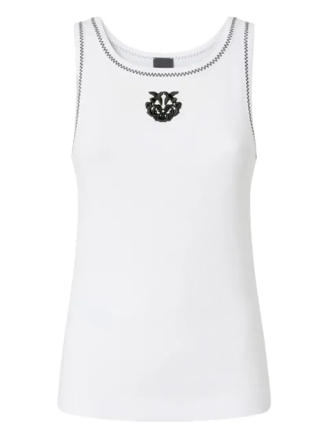 PINKO ribbed vest top with Love Birds embroidery White 106816A3AL