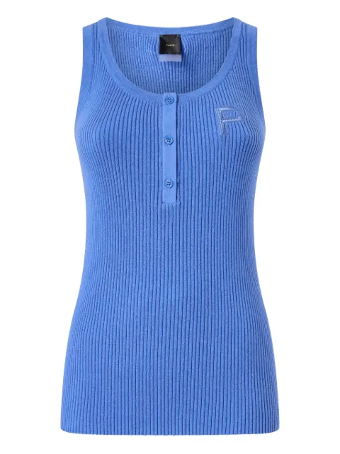 PINKO ribbed sleeveless top with monogram Blue 106306A34A