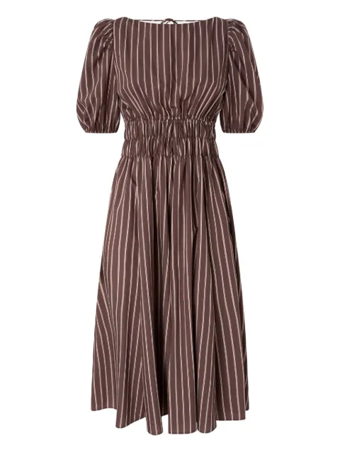 PINKO striped-pattern puff-sleeve dress Brown 106670A33Q