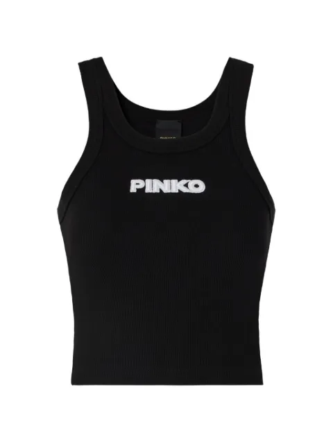 PINKO cropped vest top with pinko logo Black 107301A3H6
