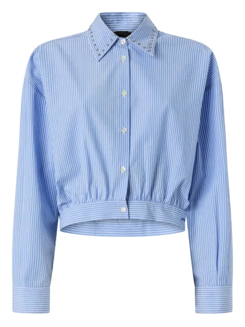 PINKO cropped striped shirt with jewel collar Blue 106277A32R