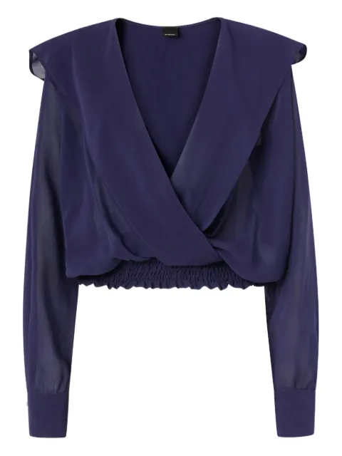 PINKO cropped blouse with hood and sheer details Blue 106848A3B2