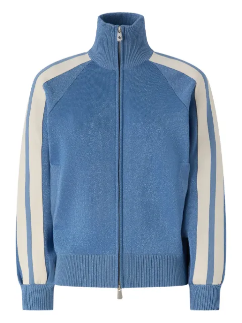 PINKO striped-sleeve zip-up sweatshirt Blue 106336A34D