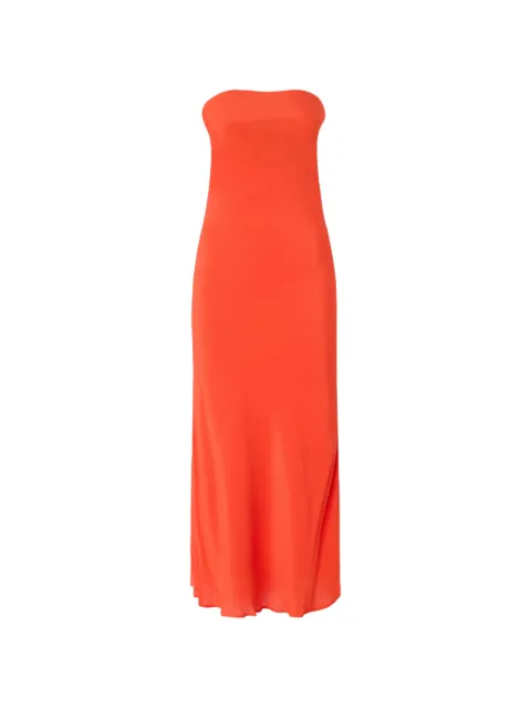 PINKO long bandeau dress in viscose and silk crêpe de chine Orange 106875A3E2