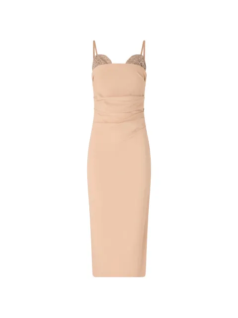 PINKO slim-fit midi dress with jewel embroidery Neutrals 106637A31P