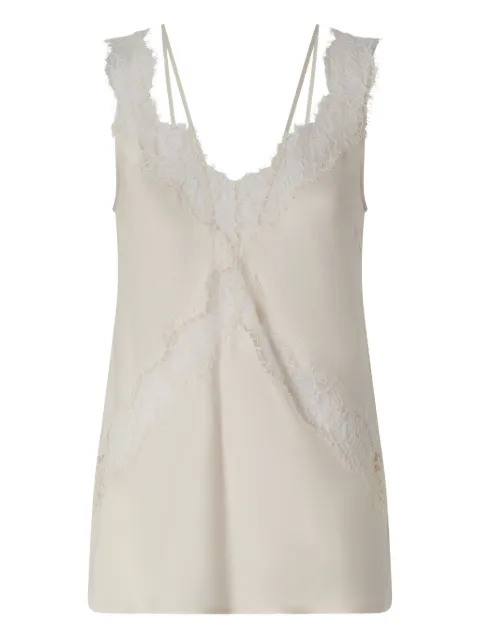 PINKO lace-detail V-neck blouse Neutrals 106623A385
