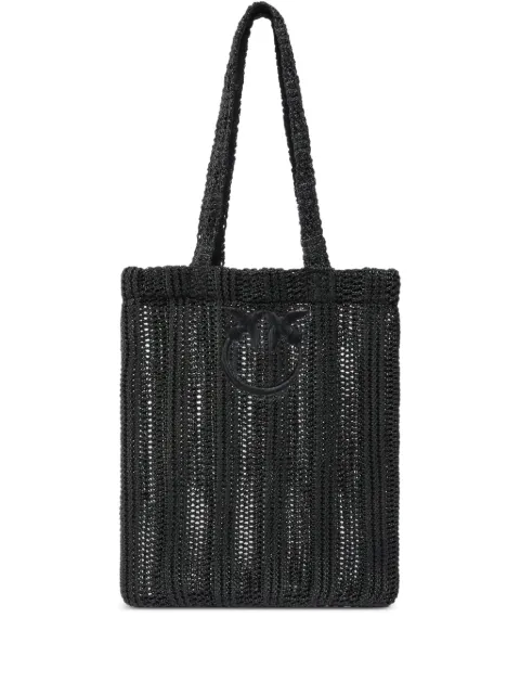 PINKO Easy Tote Bag medium shopper in raffia Black 106728A39Y