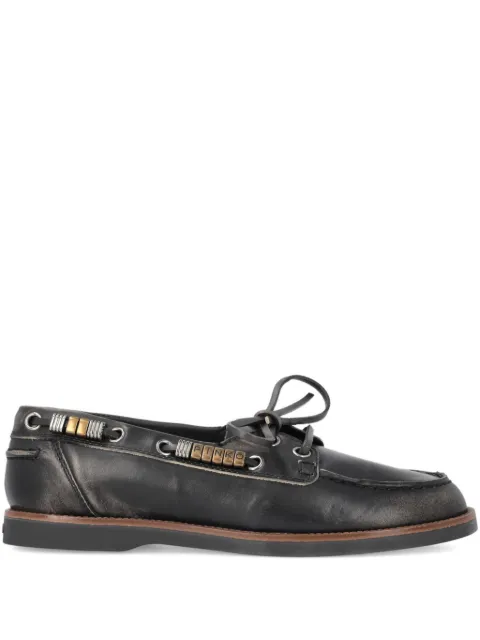 PINKO leather moccasins with jewel details Black SD0539P001