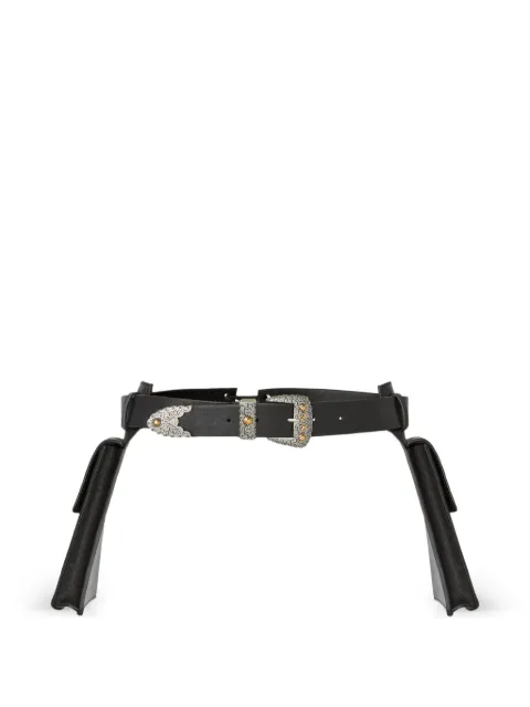 PINKO Texan leather belt with storage pockets, 3 cm Black 106897A2X7