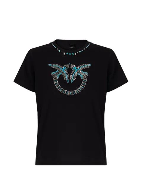 PINKO T-shirt with Love Birds jewel maxi embroidery Black 107094A3C7