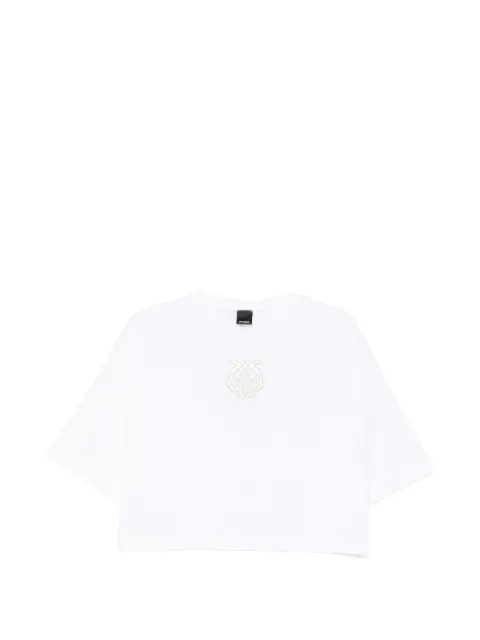 PINKO cropped T-shirt with Love Birds embroidery White 106814A3AM