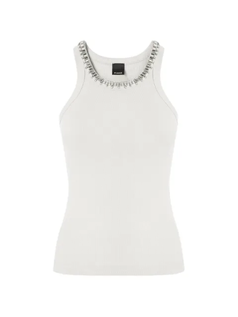 PINKO ribbed top with bejewelled embellishment White 107303A3I5