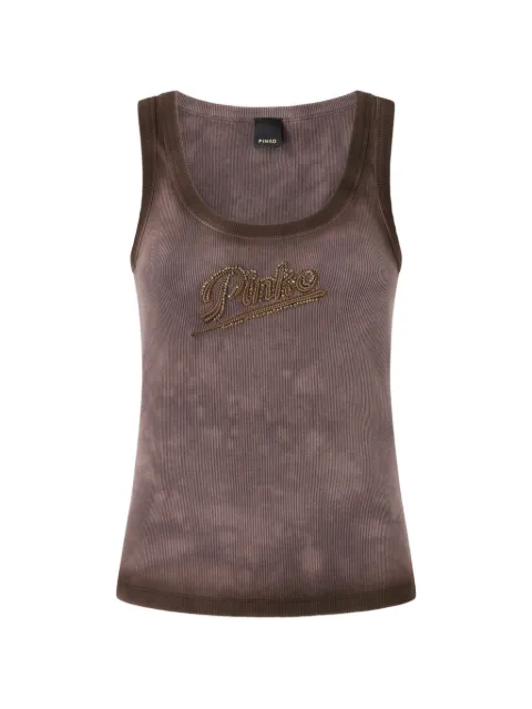 PINKO spray-effect vest top with PINKO embroidery Brown 107306A3H5