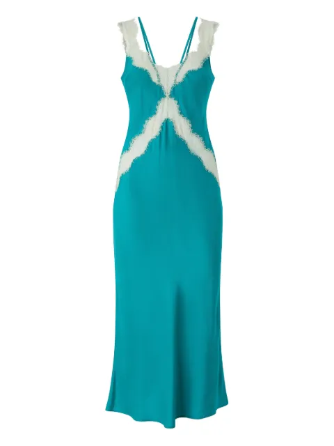 PINKO midi slip dress with lace bands Blue 106624A385