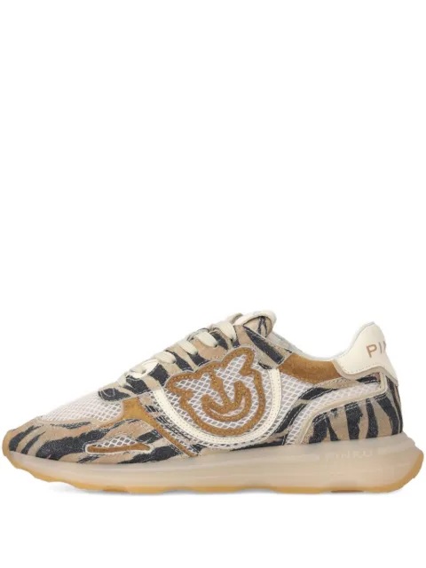 PINKO sneakers with Love Birds logo and animal-print Neutrals SS0175P088