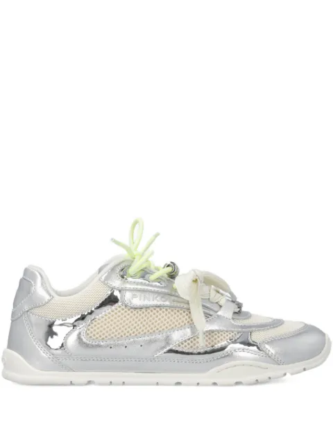 PINKO laminated sneakers with double laces and jewel details Silver SS0185P146