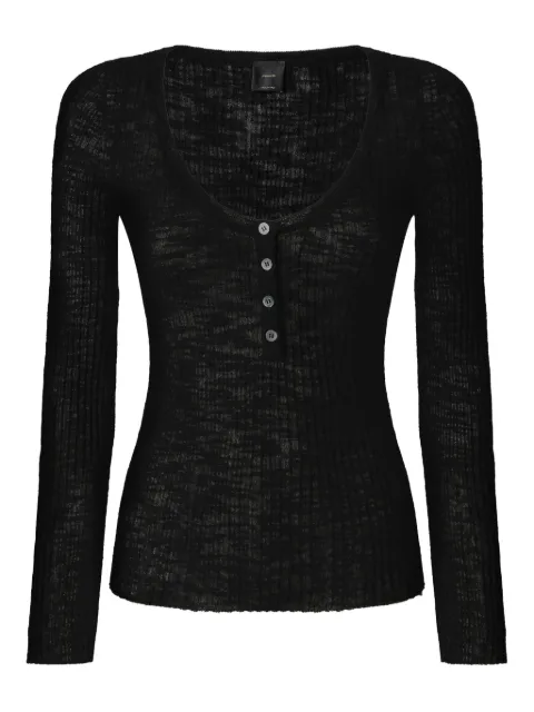 PINKO lightweight ribbed cotton Henley sweater Black 107001A3CJ