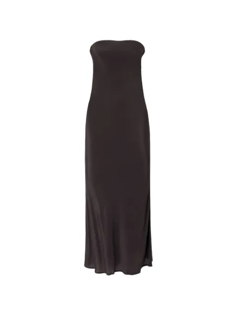 PINKO long bandeau dress in viscose and silk crêpe de chine Brown 106875A3E2