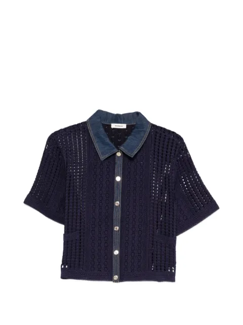 SANDRO crochet and denim top Blue SFPCA01446