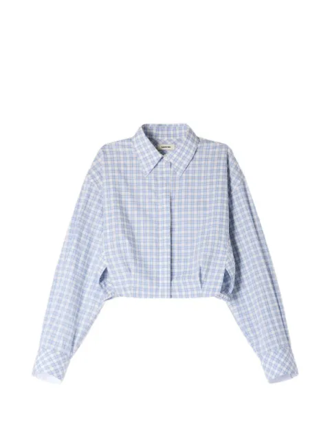 SANDRO cropped checked shirt Blue SFPCM01639