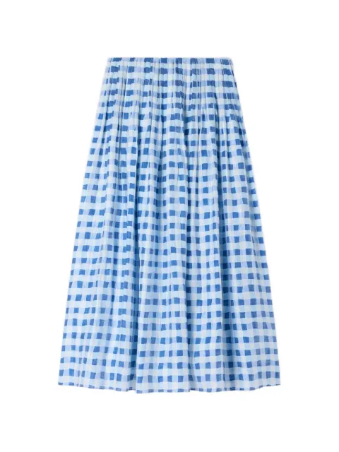 SANDRO maxi gingham linen skirt White SFPJU01642