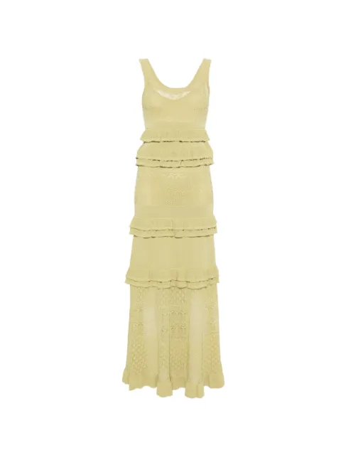 SANDRO ruffled knit maxi dress Green SFPRO04817