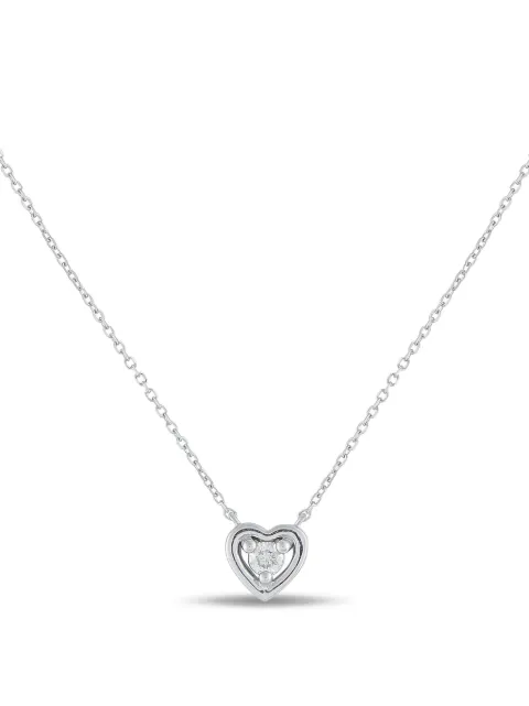 LB Exclusive 14K white gold diamond heart-pendant necklace Silver PN16194