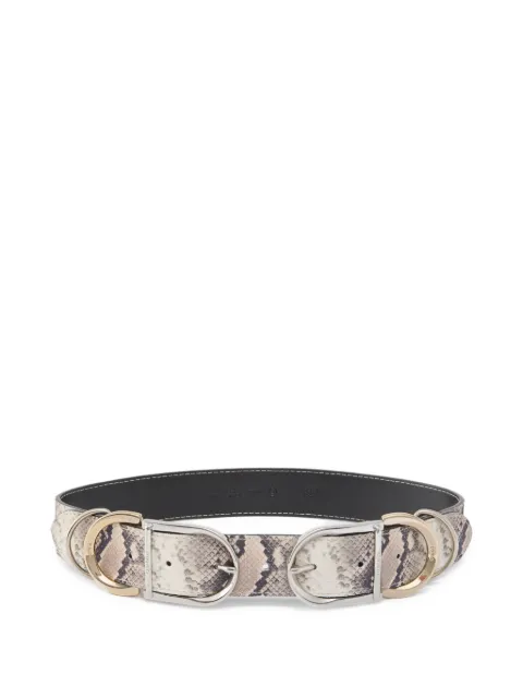 PINKO belt with python print and metal loops, 4 cm Neutrals 104793A35X