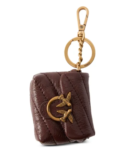 PINKO Love Bag Puff AirPods case in shiny leather Brown 105869A37O