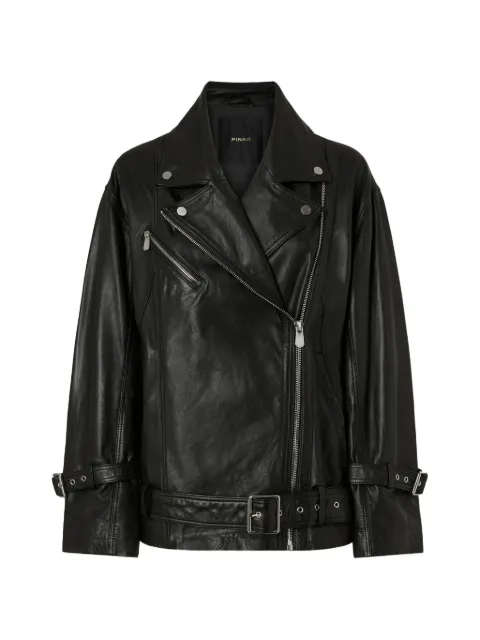 PINKO leather biker jacket Black 106231A31X