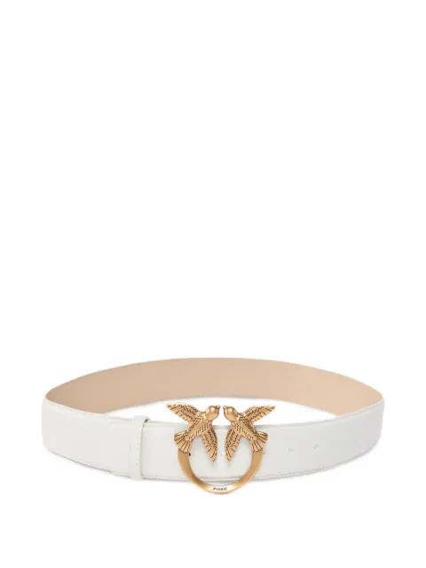 PINKO leather belt with Love Birds buckle, 4 cm White 100120A31J