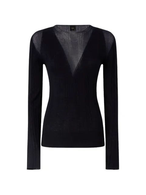 PINKO lightweight ribbed sweater with sheer details Blue 106317A34B