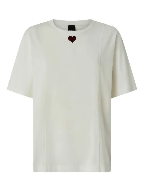 PINKO T-shirt with heart embroidery Neutrals 105665A326