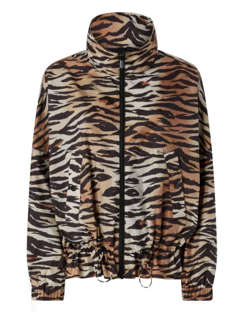 PINKO zipped jacket with tiger print Brown 106264A333