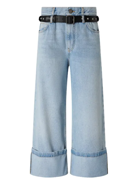 PINKO cropped jeans with leather belt Blue 106385A34T