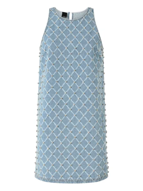 PINKO denim mini dress with diamond and rhinestone motif Blue 106245A32N