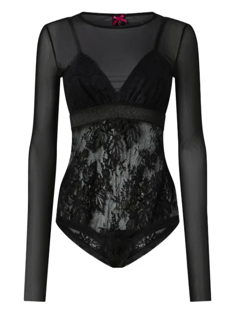 PINKO Fagiolino lace-panel long-sleeve bodysuit Black 106272A33E