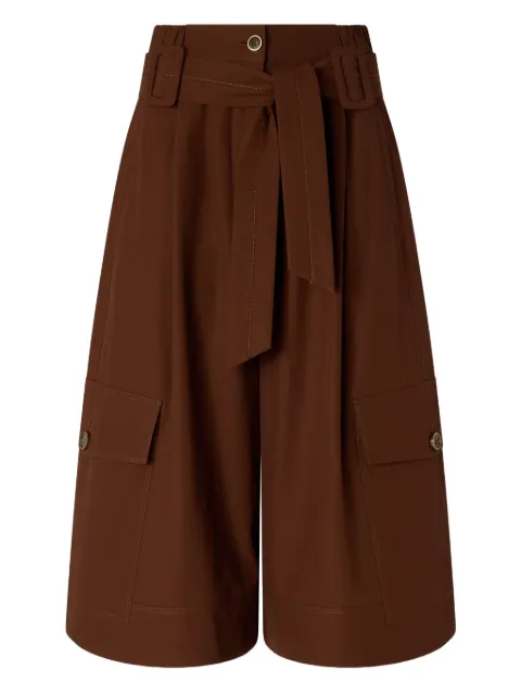 PINKO tie belt cotton shorts Brown 106152A2ER